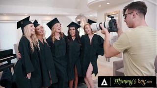 MOMMY’S BOY – Excited Graduating MILFs REVERSE GANGBANG Their Photographer To Celebrate The Occasion